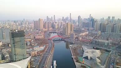 4K震撼航拍俯瞰天津津湾广场高楼全景视频的预览图